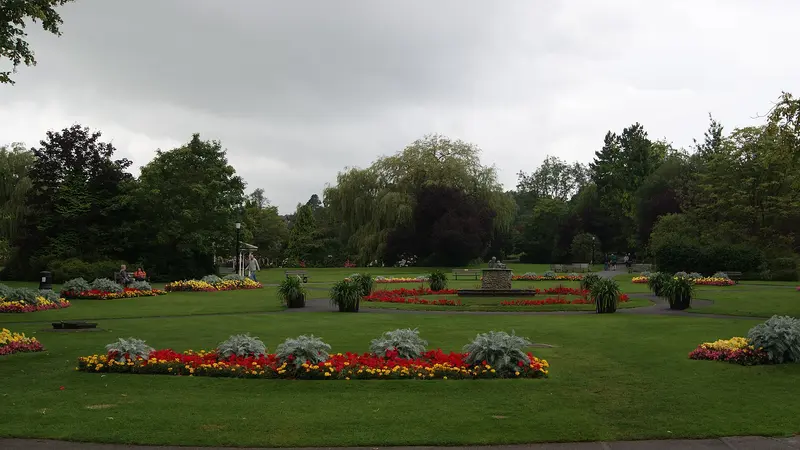 Colourful flower beds and lawns in Valley Gardens, Harrogate